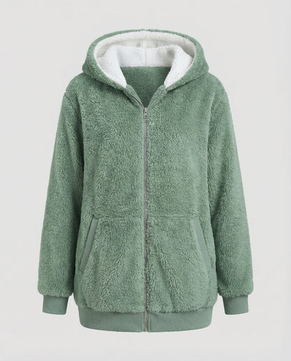 Giacca Sherpa Donna Zip Intera con Cappuccio