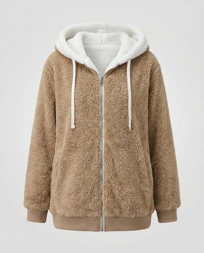 Giacca Sherpa Donna Zip Intera con Cappuccio