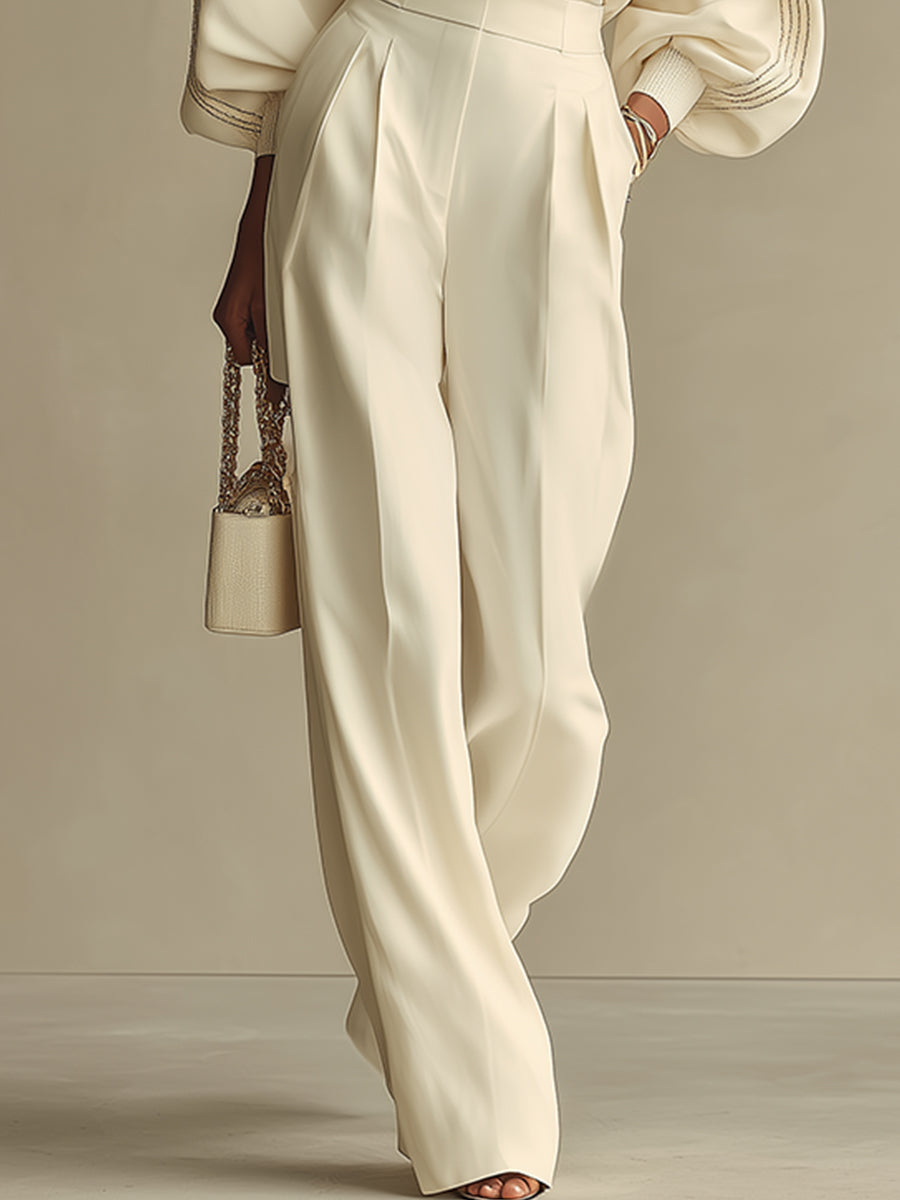 Completo Donna Maglia e Pantaloni Palazzo Avorio