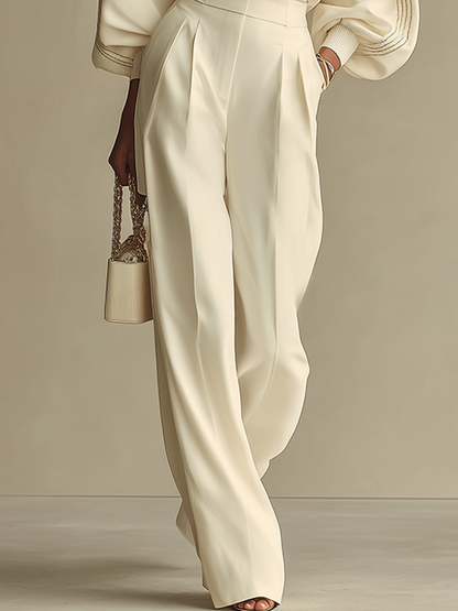 Completo Donna Maglia e Pantaloni Palazzo Avorio