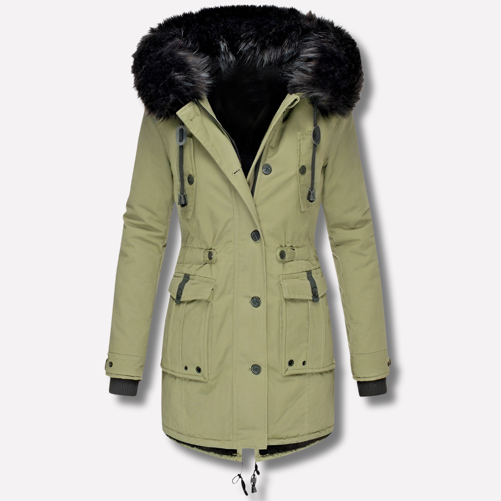 Parka Donna con Cappuccio in Pelliccia Sintetica