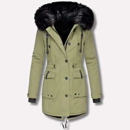 Parka Donna con Cappuccio in Pelliccia Sintetica