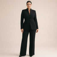Tailleur Donna Giacca Senza Collo e Pantaloni