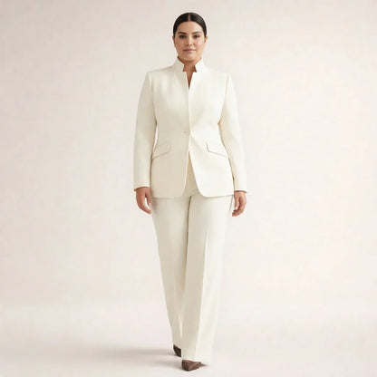 Tailleur Donna Giacca Senza Collo e Pantaloni