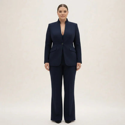 Tailleur Donna Giacca Senza Collo e Pantaloni