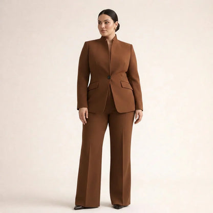Tailleur Donna Giacca Senza Collo e Pantaloni
