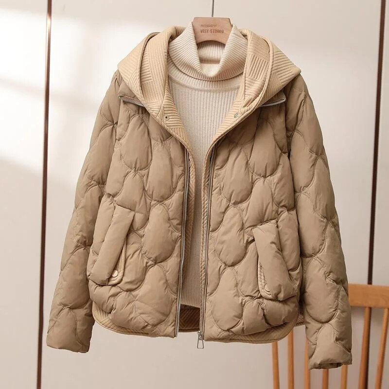 Piumino Trapuntato Donna con Cappuccio e Zip