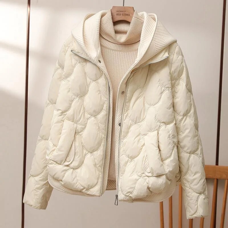 Piumino Trapuntato Donna con Cappuccio e Zip