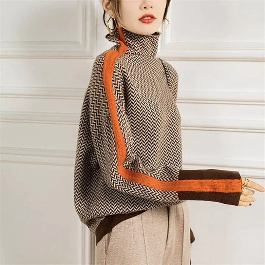Maglioni Cashmere Donna Elegante Collo Alto Invernale