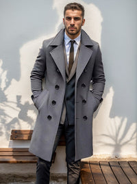Trench Uomo Doppiopetto Lungo con Revers