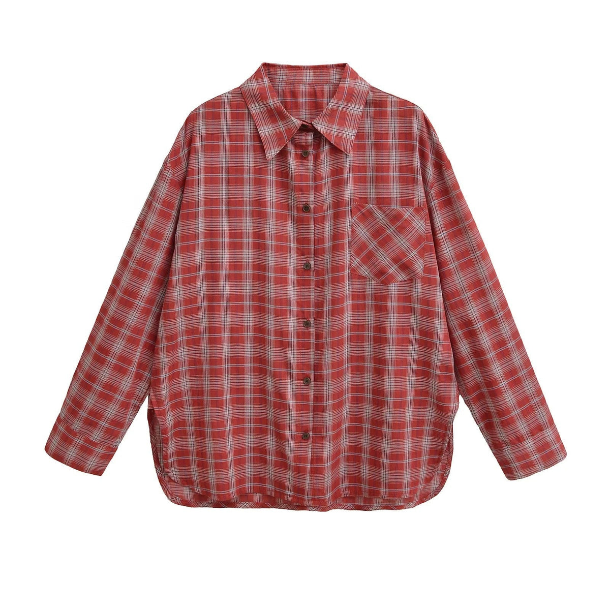 Camicia di Flanella Donna a Quadri con Taschino