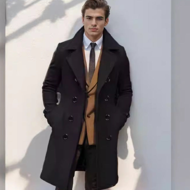 Trench Uomo Doppiopetto Lungo con Revers