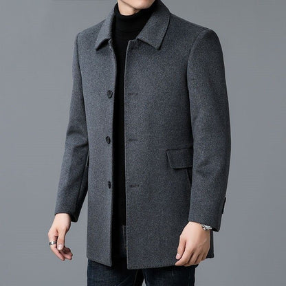 Cappotto Monopetto Uomo Elegante con Tasche Laterali