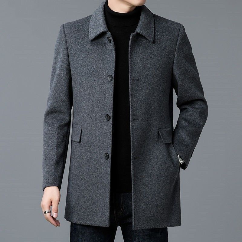 Cappotto Monopetto Uomo Elegante con Tasche Laterali