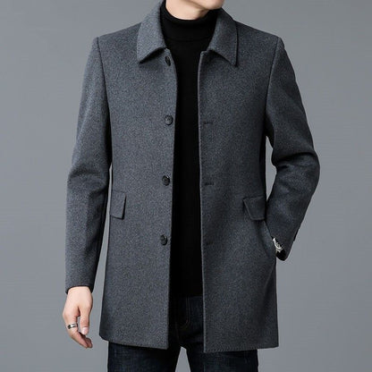 Cappotto Monopetto Uomo Elegante con Tasche Laterali