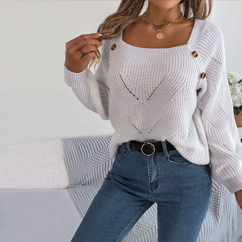 Maglione Donna Traforato con Maniche a Palloncino
