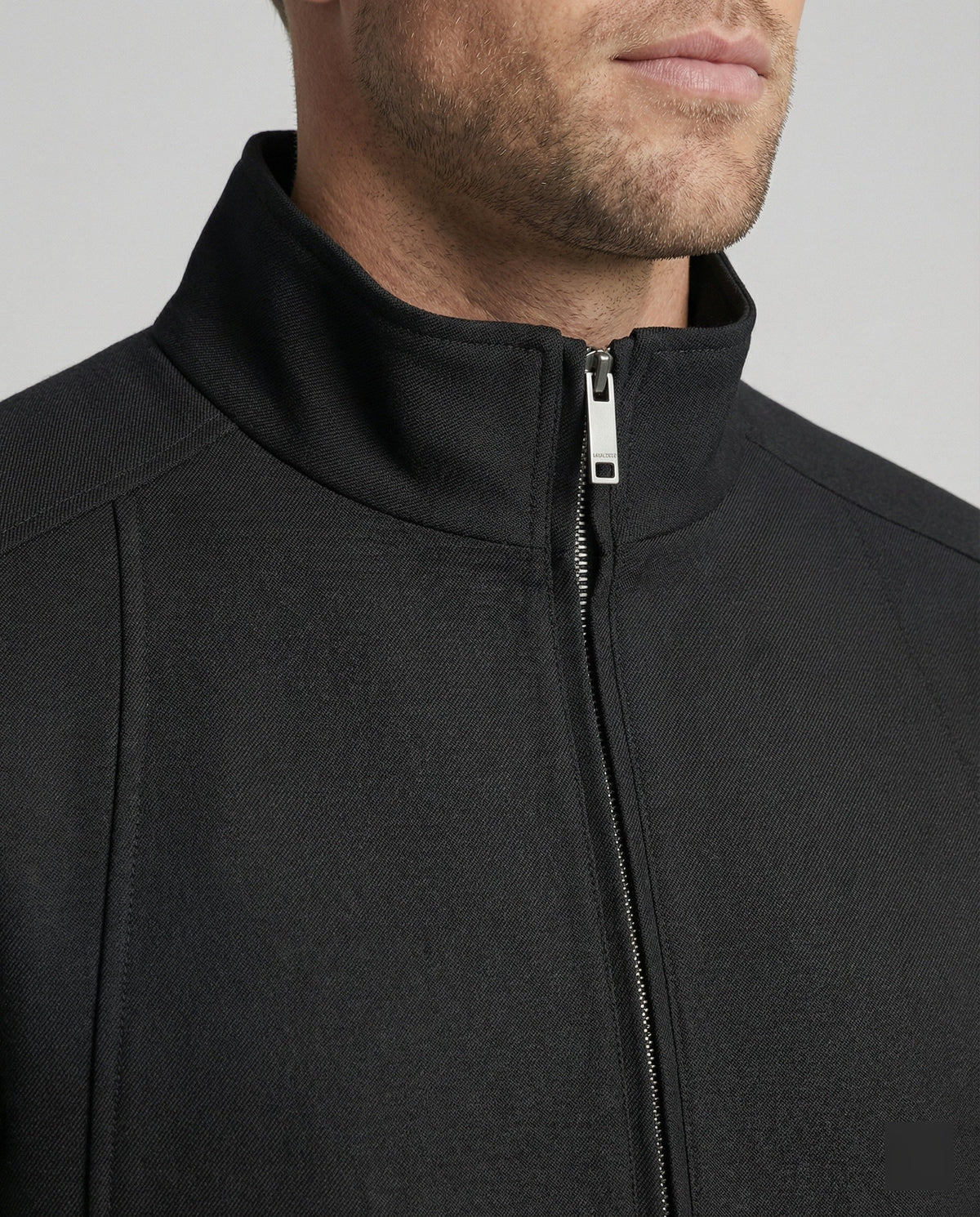 Giacca Harrington Uomo Nera Taglio Ampio con Zip