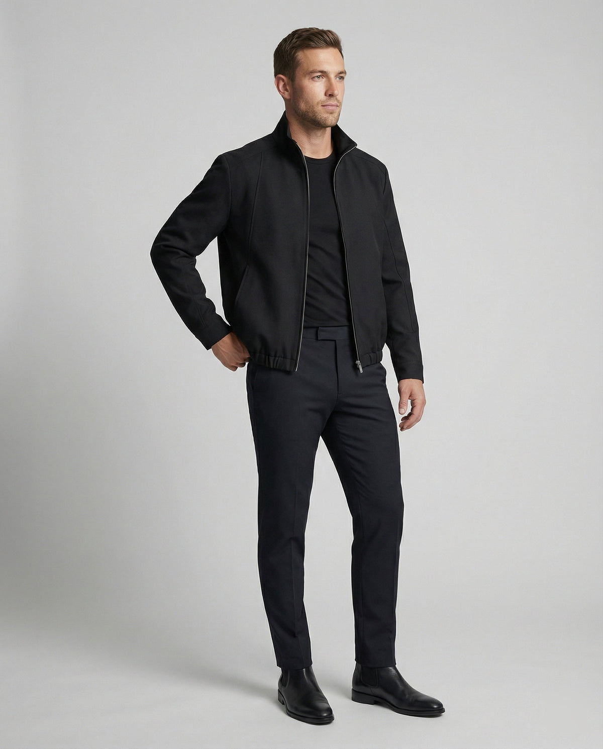 Giacca Harrington Uomo Nera Taglio Ampio con Zip