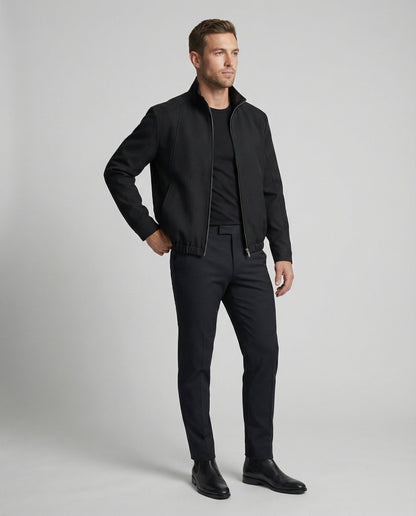 Giacca Harrington Uomo Nera Taglio Ampio con Zip