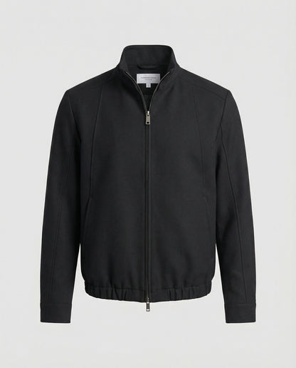 Giacca Harrington Uomo Nera Taglio Ampio con Zip