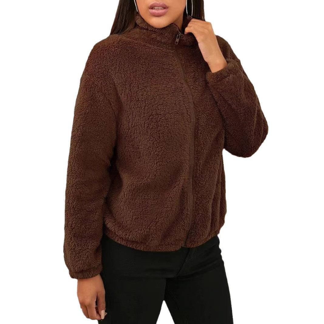 Giacca Teddy Donna Collo Alto con Zip
