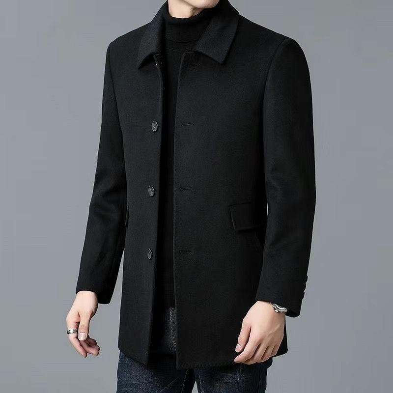 Cappotto Monopetto Uomo Elegante con Tasche Laterali