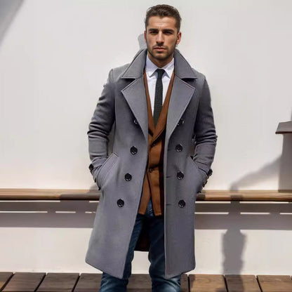 Trench Uomo Doppiopetto Lungo con Revers