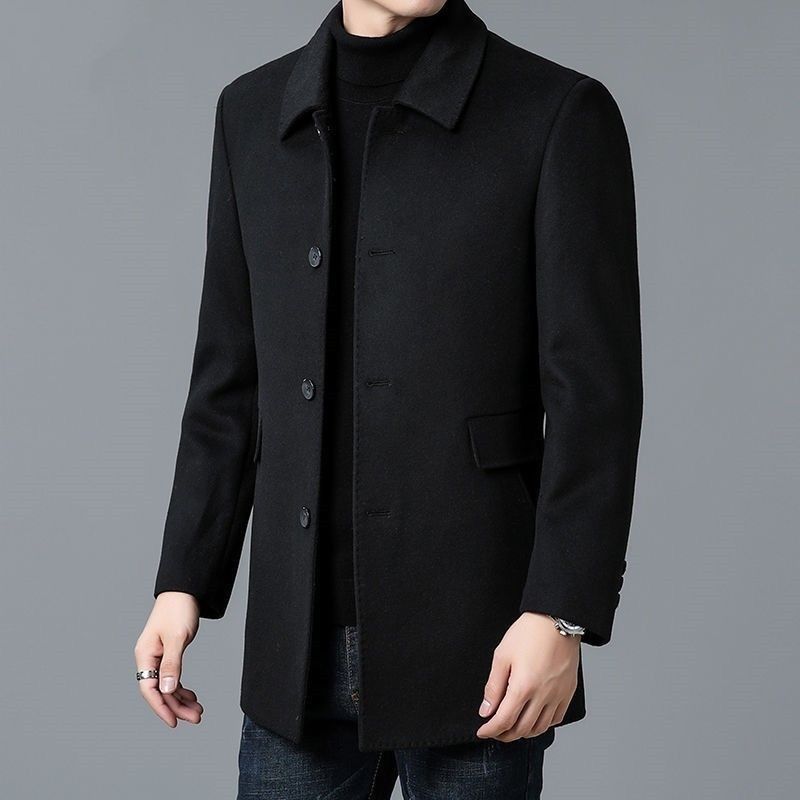 Cappotto Monopetto Uomo Elegante con Tasche Laterali
