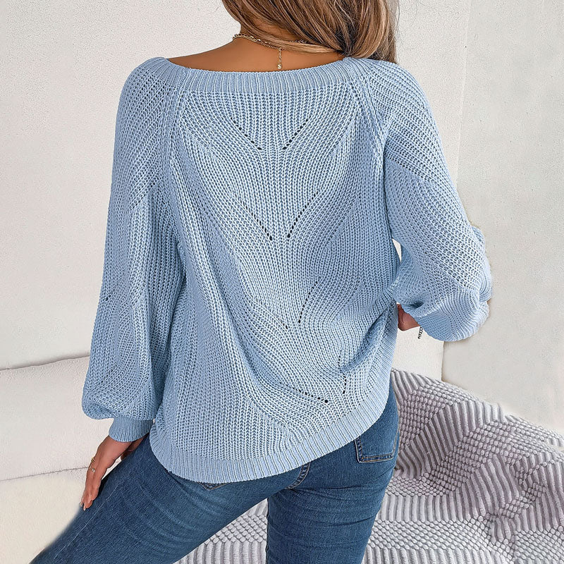Maglione Donna Traforato con Maniche a Palloncino