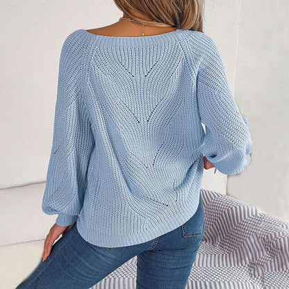 Maglione Donna Traforato con Maniche a Palloncino