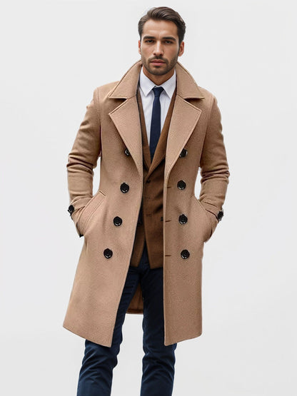 Trench Uomo Doppiopetto Lungo con Revers