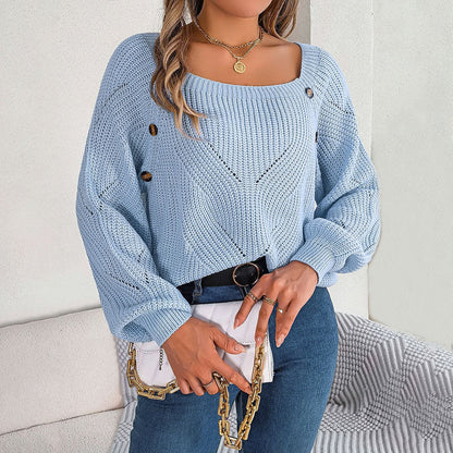 Maglione Donna Traforato con Maniche a Palloncino