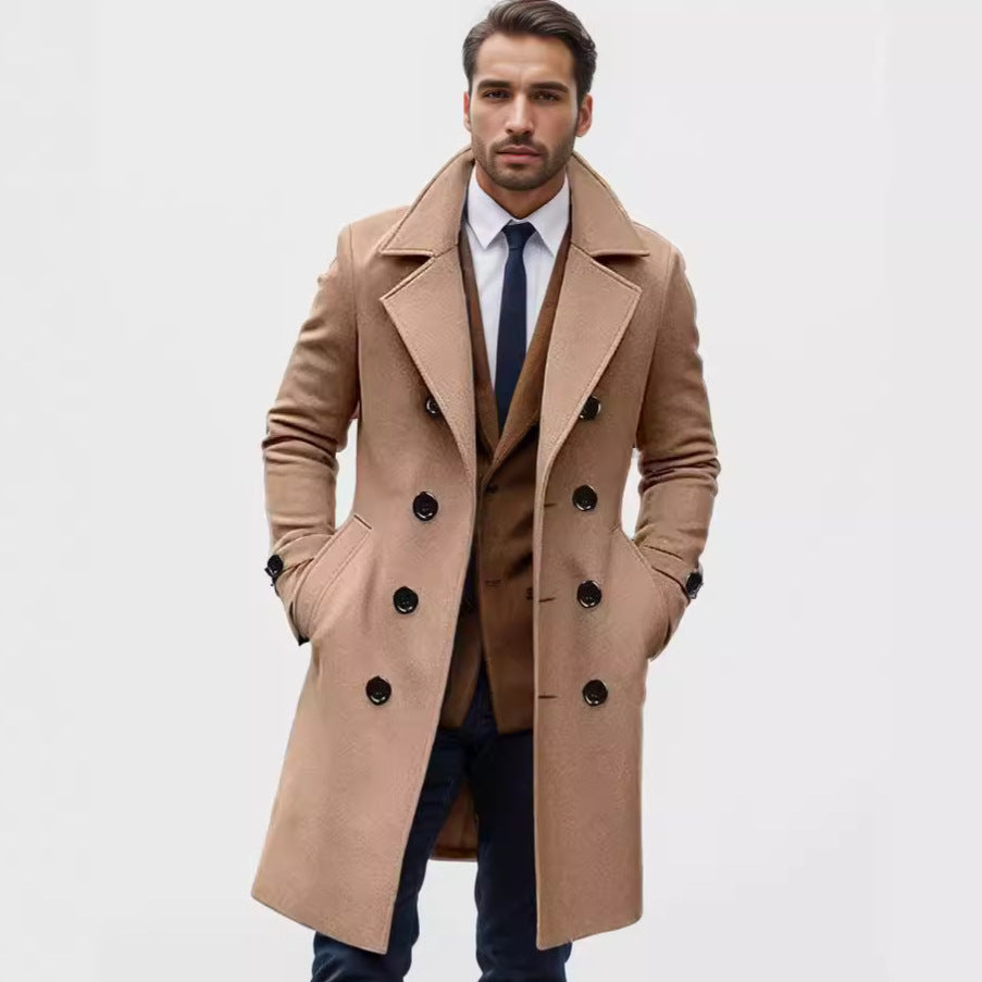 Trench Uomo Doppiopetto Lungo con Revers