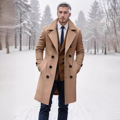 Trench Uomo Doppiopetto Lungo con Revers