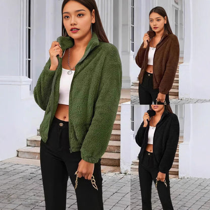 Giacca Teddy Donna Collo Alto con Zip