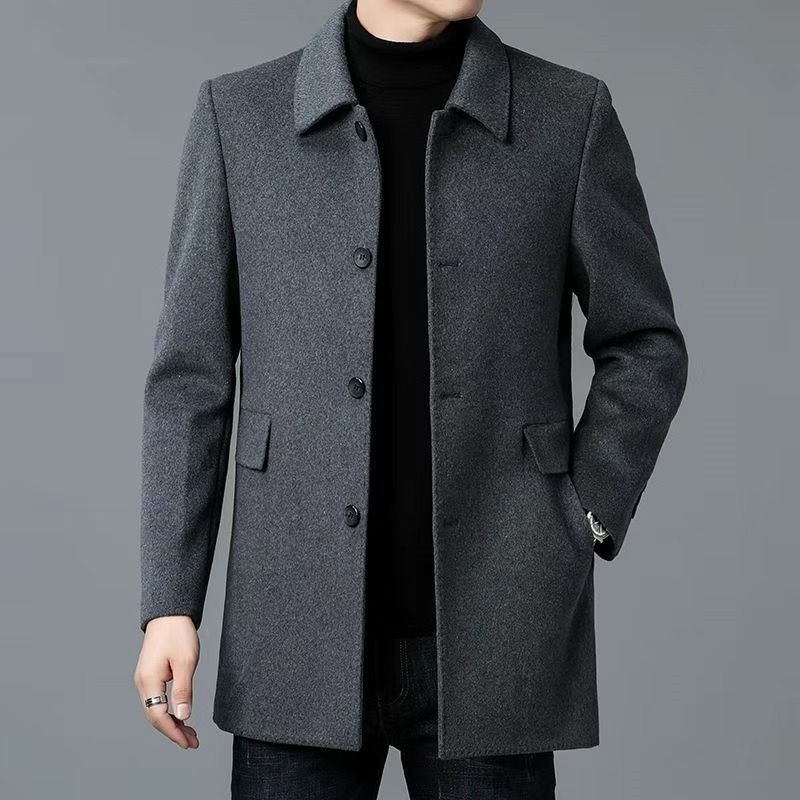 Cappotto Monopetto Uomo Elegante con Tasche Laterali