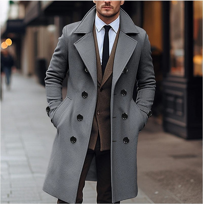 Trench Uomo Doppiopetto Lungo con Revers