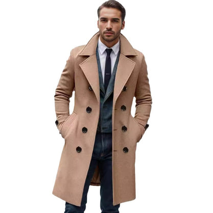 Trench Uomo Doppiopetto Lungo con Revers