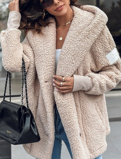Cappotto Teddy Donna Oversize con Collo a Scialle