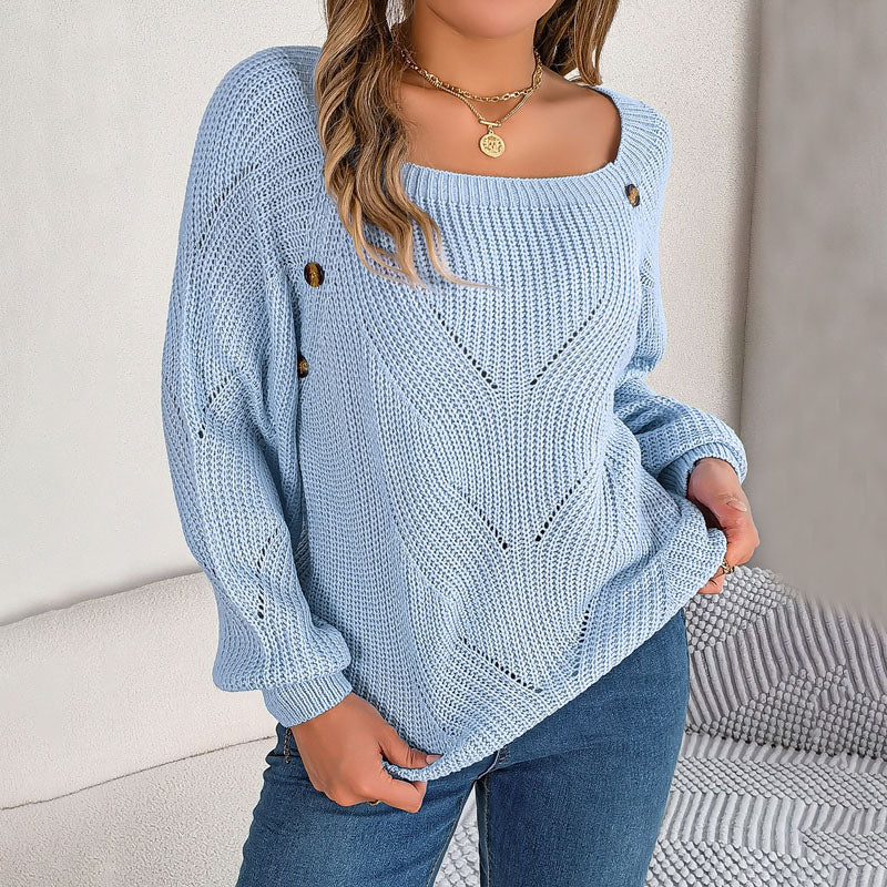 Maglione Donna Traforato con Maniche a Palloncino