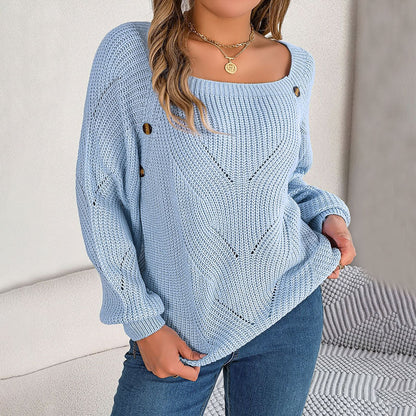Maglione Donna Traforato con Maniche a Palloncino