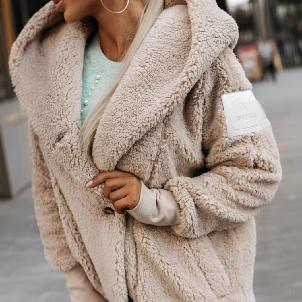 Cappotto Teddy Donna Oversize con Collo a Scialle