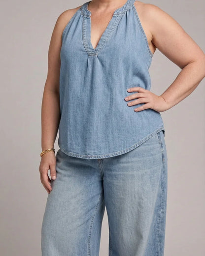 Completo Donna in Jeans Top e Pantaloni Palazzo