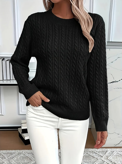 Maglione Donna Oversize a Trecce Girocollo