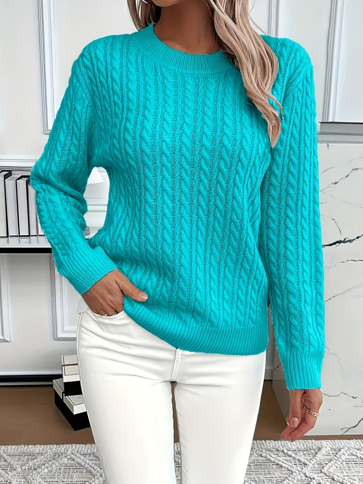 Maglione Donna Oversize a Trecce Girocollo