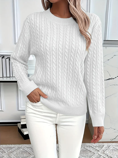 Maglione Donna Oversize a Trecce Girocollo