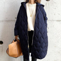 Piumino Donna Oversize con Cappuccio Trapuntatura Ondulata