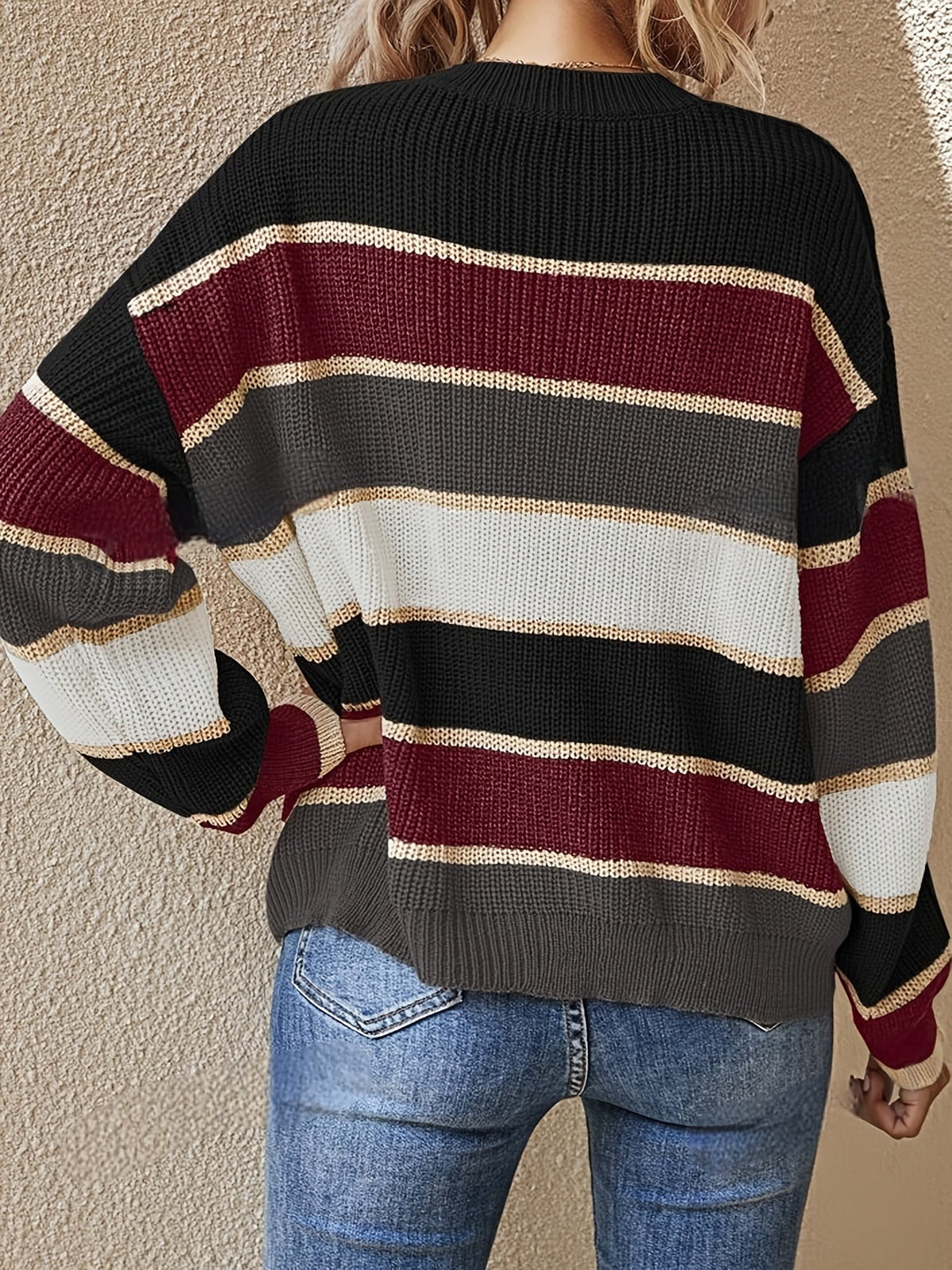 Maglione Donna Oversize a Righe Color Block