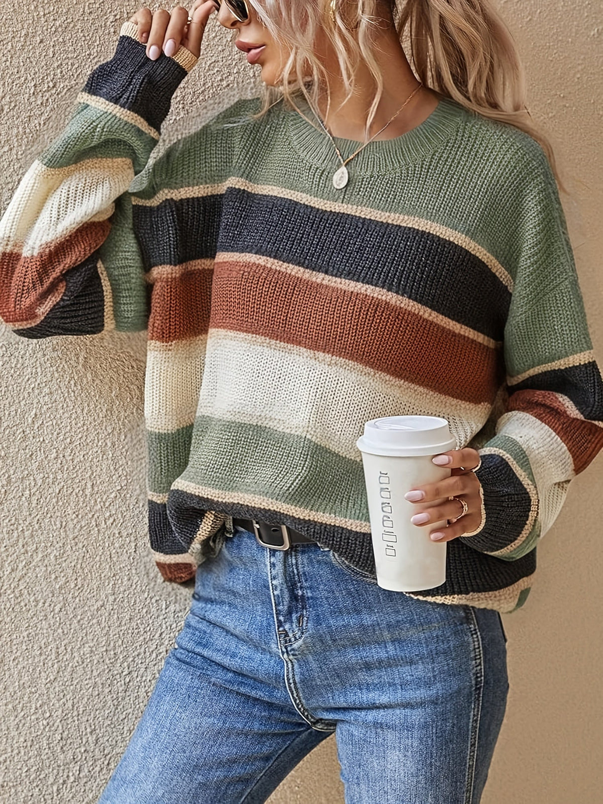Maglione Donna Oversize a Righe Color Block