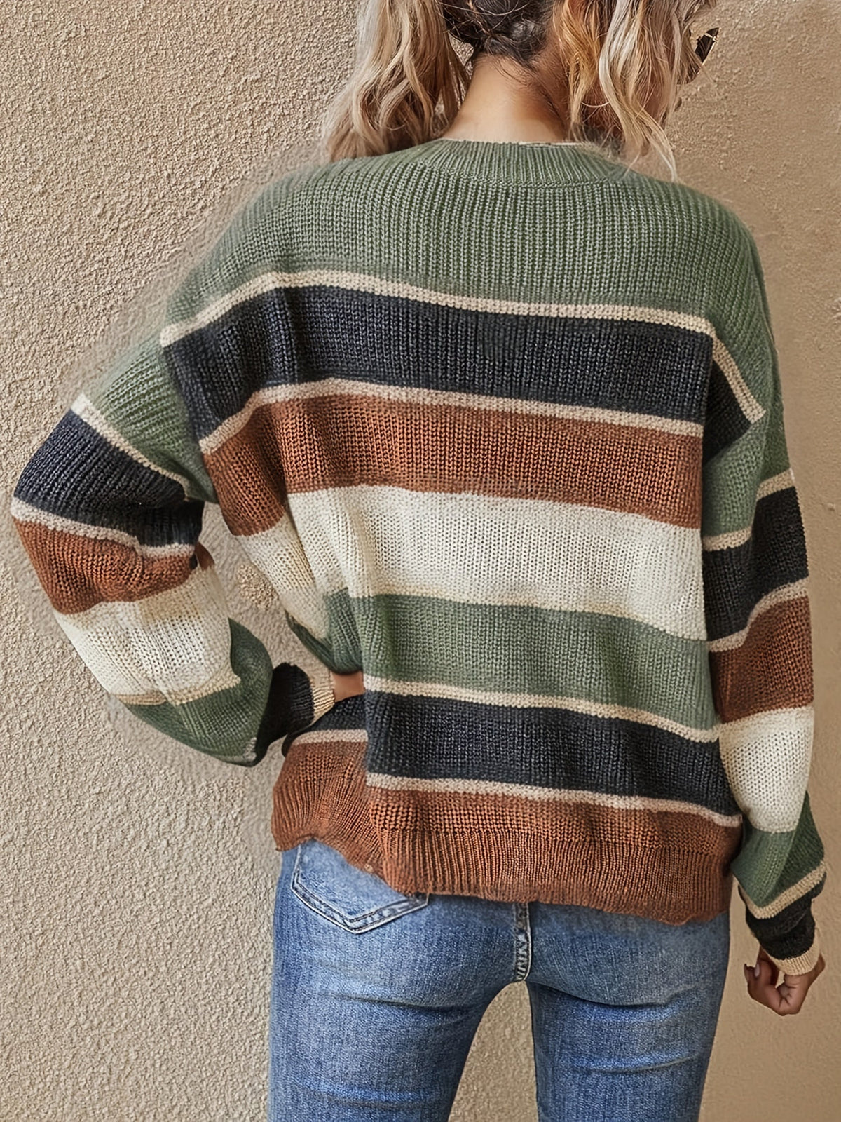 Maglione Donna Oversize a Righe Color Block